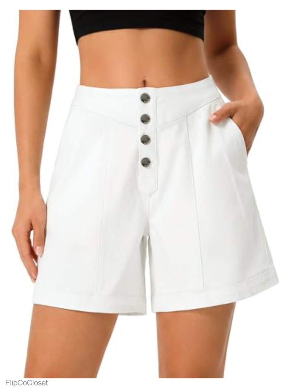 Women's Denim Shorts Stretchy Baggy High Rise Button Fly Elastic Waist